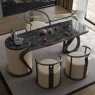 轻奢阳台茶桌奢石岩板现代简约茶桌椅组合多功能别墅家用功夫茶台