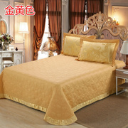 欧式床单床套绗缝夹棉婚庆，红床盖单件棉，加厚床罩双人床床盖金黄色