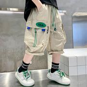 男童夏装短裤2023中大童儿童夏季工装裤洋气时髦男孩七分裤.