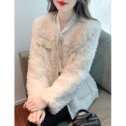 羊羔毛外套(毛外套)女冬季2023年韩版宽松时尚，休闲加厚皮毛.一体上衣
