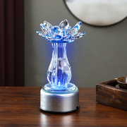 水晶莲花烛台摆件道具蜡烛餐桌水晶玻璃装饰浪漫欧式插电可转带灯