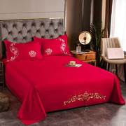 婚庆大红色床单单件全棉纯棉双人加大结婚床上用品被单枕套三件套
