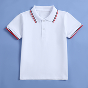 夏季童装短袖polo衫纯白色，t恤男童女童班服园服中小学生校服上衣