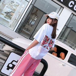 清货韩版休闲套装，女夏季运动服潮牌时尚宽松学生短袖两件套