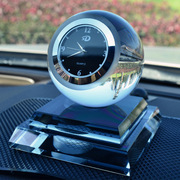 汽车水晶香水座 水晶球带钟表汽车香水座 汽车创意摆件内饰品