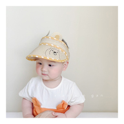 婴儿帽子夏季宝宝防紫外线遮阳防晒帽太阳帽空顶草帽韩版潮大帽檐