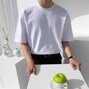 MRCYC简约纯棉男士短袖T恤夏季韩版宽松小领口纯色百搭半袖体恤潮