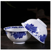 景德镇青花玲珑瓷米饭碗10只套装，中式复古陶瓷家用餐具吃饭碗