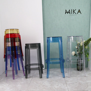 北欧时尚吧凳创意高脚凳亚克力塑料透明椅子现代简约吧台凳小圆凳