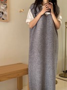 毛衣背心连衣裙女秋冬季韩版设计感宽松气质无袖针织衫长裙子