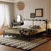 法式复古实木床美式卧室双人床中古家具黑色床软包1.8米主卧大床