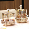 欧式美式带盖水晶玻璃装饰储物罐创意客厅茶几轻奢雕花干果糖果罐