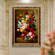 欧式古典花卉油画芯喷绘定制玄关餐厅挂画竖版卧室，壁画客厅装饰画