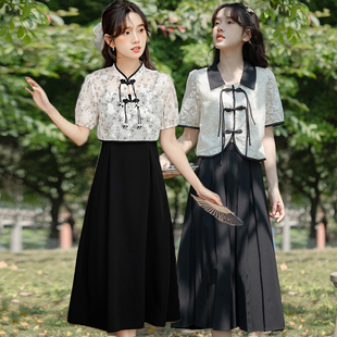 新中式女装改良汉服国风连衣裙子两件套装2024年夏姐妹闺蜜装