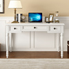美式白色全实木书桌椅组合卧室书桌写字台办公桌电脑桌小户型家具
