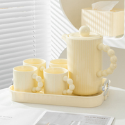 水杯套装奶油风陶瓷杯具茶具家用简约客厅冷热水壶高级感水具套装