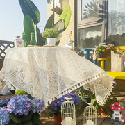 美式复古镂空蕾丝桌布田园风，长方形餐桌布茶几，小圆桌ins台布拍照