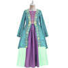 外贸女巫儿童连衣裙绿色拼接荷叶边长袖套装cosplay演出服