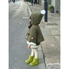 韩版女童圣诞绿色套装2024春女宝宝羊羔绒保暖连帽斗篷外套
