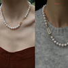 diy珍珠配件简约单排光金珍珠(金珍珠)扣子毛衣链，项链手链扣长方形连接扣