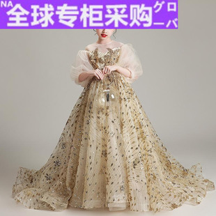 日本女童公主裙蓬蓬纱花童礼服演出服小主持人儿童走秀晚