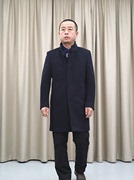 藏蓝中长款大衣男93.6羊毛山羊绒普洛克，23冬立领商务休闲外套
