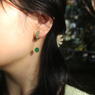 天然绿玛瑙耳钉女半宝石耳饰原创设计耳坠高级感耳链耳线水晶耳环