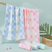 双层纱布棉彩格婴幼儿浴巾吸水透气易干童被夏季薄款空调双层盖被