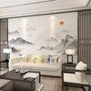 3d新中式水墨山水电视背景墙壁纸，沙发影视墙墙布茶室酒店意境壁画