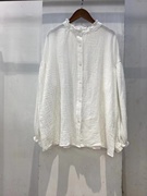 18379柔软双层棉纱长袖白衬衫木耳边领森系减龄单排扣开衫外套女