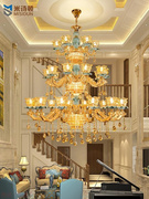 复式楼大吊灯欧式灯陶瓷，三层客厅酒店，楼梯跃层别墅楼中楼灯具