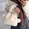獭兔毛手拎可爱小水桶包包，女毛绒可爱纯色，毛球兔毛冬季皮草包