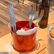 不锈钢餐具桶家用厨房双耳筷子筒收纳桶分隔薯条桶小吃炸鸡桶防锈