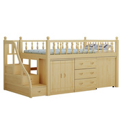 实木松木儿童半高床带书桌衣柜多功能组合床高架床上床下桌省