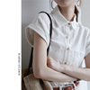 warmo简约牛耳袖设计感2023夏季短袖，透气舒适白色衬衫女上衣