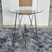迈亚家具洽谈桌休闲桌子简约现代钢化玻璃圆形餐桌，时尚小圆桌餐台