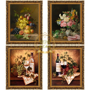 欧式古典花卉装饰画喷绘仿真油画，客厅玄关有框画静物水果餐厅挂画