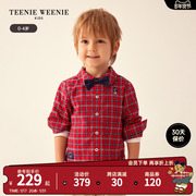 TeenieWeenie Kids小熊童装男宝宝23年款秋季纯棉格纹长袖衬衫