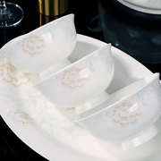 景德镇陶瓷碗10个装4.5英寸高脚碗饭碗，家用中式餐具，碗套装米饭碗