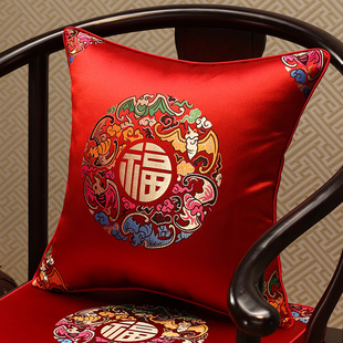 中式红木沙发抱枕靠垫中国风客厅靠枕实木椅子大靠背垫红色抱枕套