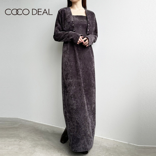 cocodeal23冬季复古丝绒小衬衫吊带，连衣裙两件套装73625357