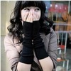 韩版女士手套半指手套女冬可爱秋冬季长手套，手臂套露指毛线手套