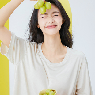 内茵睡衣女夏季带胸垫薄款短袖短裤可外穿大码冰丝凉感家居服套装