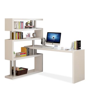 书桌连体一体书柜组合和书架加整体学生卧室家用书橱电脑台儿