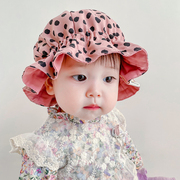 婴儿帽子春秋薄款公主风女宝宝渔夫帽可爱洋气纯棉春夏女童遮阳帽