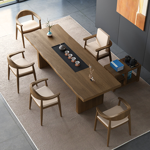 茶桌椅组合一桌五椅实木茶台功夫现代简约办公室，大板茶几家用一体