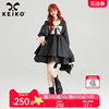 keiko甜酷刺绣蝴蝶结黑色连衣裙24春季高级感暗纹，提花蓬蓬公主裙