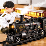 高铁停车场儿童电动小火车，套装汽车赛车蒸汽，轨道模型益智玩具男孩