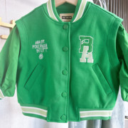 欧抱抱小童男女童绿色棒球服外套品牌童装折扣