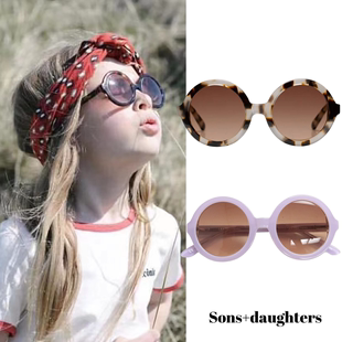 加拿大sons+daughters儿童防紫外线太阳眼镜，男女童圆框遮阳墨镜